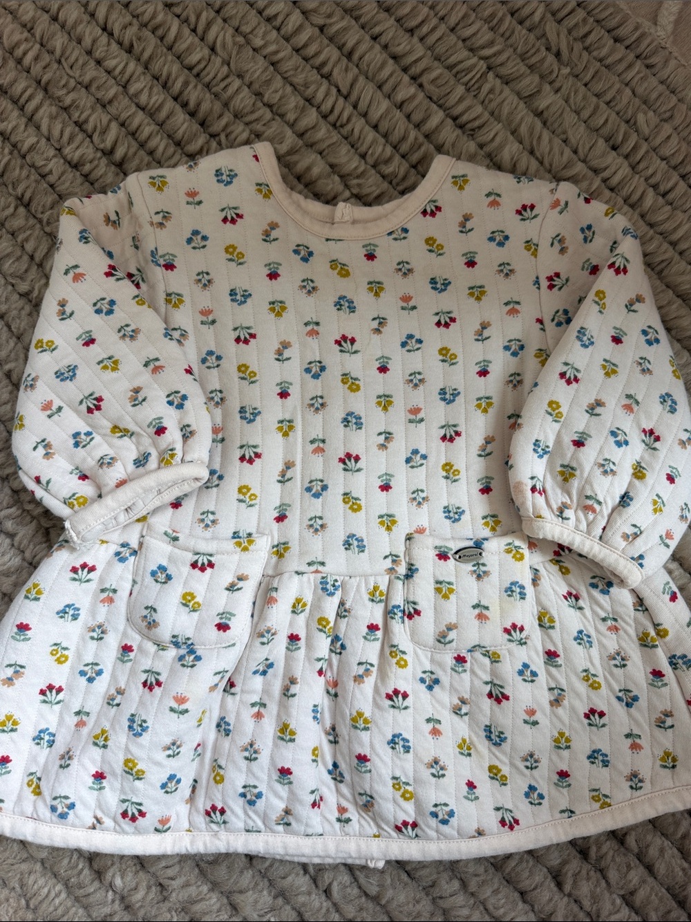 Mayoral Cream Quilted Top with Multicolor Floral Print